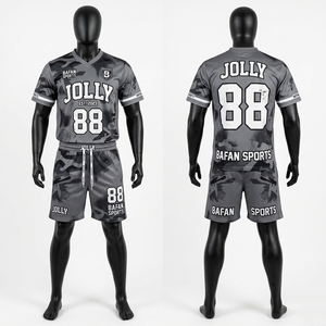 High 170 GSM polyester football jersey shorts side panels pink black heat transfer embroidery logo for men's <b>set</b> - Product Image 5