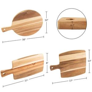 Ensemble de planches à servir en bois d'acacia, 3 pièces avec poignée, plateau à fromage rond et rectangulaire - Product Image 1