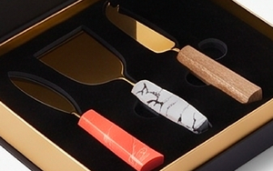 <b>Cheese</b> <b>Knife</b> <b>Set</b> Of 3 Stainless Steel Blades With Wooden And Marble Handles Durable Kitchen Tools For <b>Cheese</b> Serving And Hotel - Product Image 4