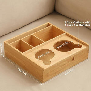 2026 Trending Modern Premium Food Grade Bamboo Multifunction Couch <b>Caddy</b> Cup Holder Tray for Drinks Snacks and Remotes - Product Image 6