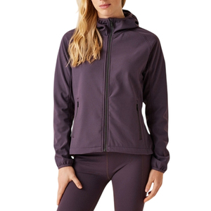 Chaqueta Cortavientos Morada de Invierno para Mujer, con Capucha, Manga Larga, Cierre de Cremallera, Color Sólido, Largo Regular, Prenda Exterior de Poliéster - Product Image 1