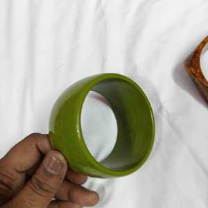 Green Ceramic <b>Bangle</b> Bracelet Unisex Classic Round Shape Fashion Jewelry Solid Color - Product Image 1