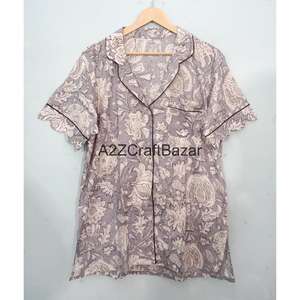 Conjunto de Pijama de Algodón 100% Hecho a Mano, Estampado Floral, para Verano, Otoño e Invierno, Suave, Transpirable, de Secado Rápido, Largo, de Lujo - Product Image 2