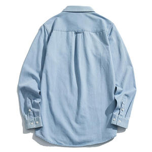 Chemise en jean décontractée unisexe en coton respirant pour homme, grande taille, avec double poche, vente chaude, faible MOQ, vêtement d'extérieur OEM - Product Image 5