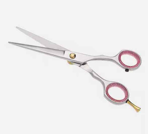 Ciseaux de barbier en acier inoxydable de haute qualité, vis de tension dorée, ciseaux à cheveux professionnels, poignée inclinée, ciseaux de coupe de cheveux pour salon - Product Image 2
