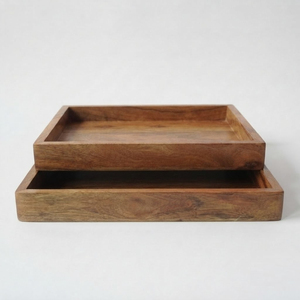 Plateau décoratif rond en bois écologique, prix d'usine, plateaux de service pour collations, plateau de service en bois fait main, décoration intérieure, vente en gros - Product Image 3