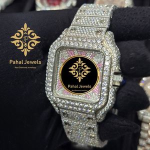 นาฬิกาข้อมือเพชรทรงสี่เหลี่ยมหรูหรา Pahal Jewels สำหรับผู้หญิง ตัวเรือนสแตนเลสสตีล หน้าปัดควอตซ์อนาล็อกขนาด 30 มม. กระจกแซฟไฟร์ ตัวล็อคแบบผีเสื้อ - Product Image 3