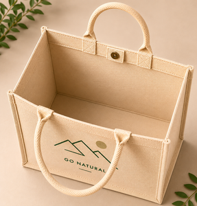 Sac de courses en jute naturel moyen, écologique, réutilisable, avec fermeture à bouton, style tendance, sac promotionnel - Product Image 6