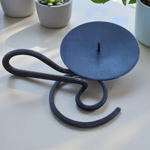 Wrought Iron Candle <b>Holder</b> With Loop Design Iron <b>Candlestick</b> <b>Holder</b> Hand Forged Medieval Iron Candle Stand - Product Image 6