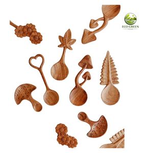 Cuillère à dessert en bois de haute qualité, forme personnalisée, écologique, jetable, avec long manche, polie, minimaliste, pour glace - Product Image 6