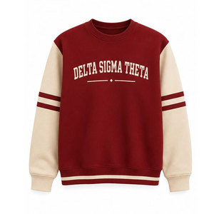 Delta Sigma Theta Crew Neck <b>Sweatshirt</b> Cream <b>Red</b> Raglan Sleeve Unisex Casual Knitted Pullover Autumn Wear <b>Sweatshirts</b> - Product Image 5
