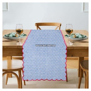 Beautiful Indian Hand Block Floral Print Cotton Embroidery Edge Bohemian Style Washable Eco-Friendly <b>Table</b> <b>Runner</b> for <b>Weddings</b> - Product Image 6