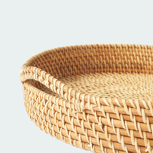 Wicker Rattan <b>Basket</b>/<b>Tray</b> Handmade Eco-Friendly Home Decor with Handles Natural Kitchen Storage Solution - Product Image 6