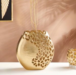 Jarrón de Metal Hecho a Mano en India para Bodas, Diseño Moderno para Mesa, Esmalte Pigmentado, Decoración de Lujo para el Hogar, M F INTERNATIONAL EXPORTS Uttar - Product Image 5
