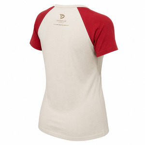 Women's Cotton Raglan Sleeve T-Shirt <b>Red</b> White Logo Print Casual O-Neck Regular Fit Breathable Jersey Short Sleeve - Product Image 6