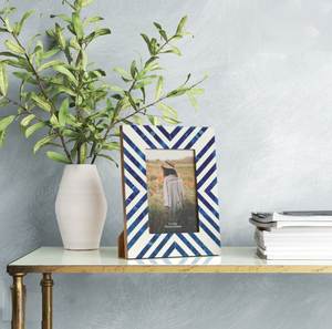 Cadre photo en MDF pour décoration intérieure avec incrustation de rayures en os naturel, taille personnalisée, pour mur ou table - Product Image 2