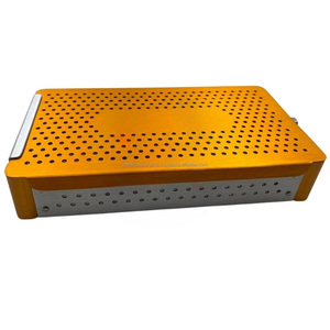 Medtrust Surgical Aluminum Surgical Sterilization Tray Box Gold Coated <b>Instrument</b> Sterilization Case Medical Storage Box - Product Image 4