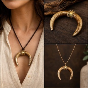Natural Buffalo Bone Necklace Handmade Horn Pendant Gothic Viking Charm <b>Locket</b> Medieval Fashion Jewelry <b>Locket</b> Supplier - Product Image 3
