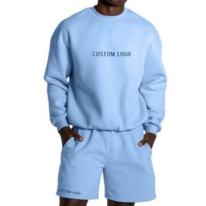 Cuello redondo logotipo personalizado francés Terry Puff estampado con capucha logotipo personalizado 2 piezas gimnasio Sudadera con capucha pantalones cortos Conjunto sudadera y pantalones cortos conjunto 2025 - Product Image 3