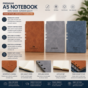 Premium <b>A5</b> PU Leather Hardcover <b>Notebook</b> Refillable Business Journal Waterproof Wear Resistant Office Planner Custom Logo 192 - Product Image 1