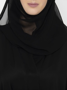 Abaya noire pour femme, longue, coupe ample, manches longues, à capuche, style Moyen-Orient, en polyester, pour usage quotidien - Product Image 4