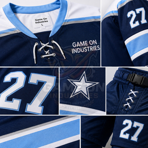 Uniformes de Hockey sobre Hielo Azul Marino Personalizados con Número, Ropa Deportiva Transpirable de Alto Rendimiento para Equipos, Diseño OEM/ODM - Product Image 6