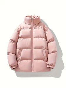 <b>Pink</b> Unisex Heated Eco-Friendly Puffer <b>Jacket</b> Winter Warm Windproof Casual Crew Neck Zipper Closure Standard Polyester Front - Product Image 6