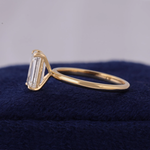 Women's Emerald Cut Diamond Engagement Ring WHITE Gold Prong Setting Classic Style - Product Image 6