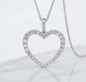 <b>Heart</b> <b>Shape</b> Cubic Zirconia Pendant Necklace Rhodium Plated Stainless Steel <b>Box</b> Chain Women's Romantic Everyday Wearing Jewelry - Product Image 2