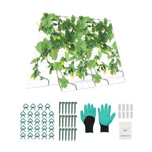Set di tralicci da giardino pieghevoli in metallo alti 1,2 m per piante rampicanti, include clip per piante e traliccio rialzato per cetrioli 89 x 140 cm - Product Image 1