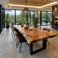 Ensemble de table à manger en métal doré de luxe Vantel avec chaises en cuir pour villas, manoirs et projets d'appartements, fourniture OEM