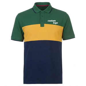 Polo de Algodón con Bloques de Color para Hombre, Manga Corta, Logotipo Personalizado Bordado, Ropa Casual - Product Image 1