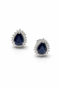 Pendientes de Zafiro Azul y Diamantes en Plata de Ley 92.5 KLST-30845 - Product Image 5