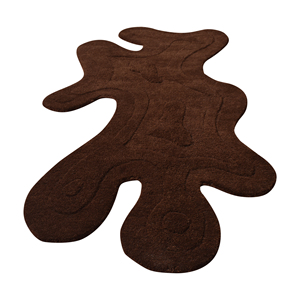 Tapis d'appoint de luxe en laine tuftée à la main, abstrait minimaliste, beige chaud, avec contour sculpté en relief à 4 niveaux, irrégulier - Product Image 3