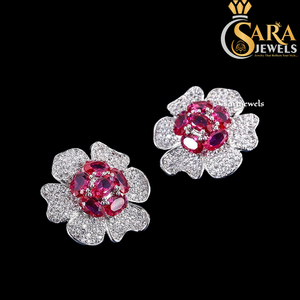 High Demand Flower <b>Stud</b> Earrings 925 <b>Silver</b> Moissanite Round Brilliant Cut Prong Setting Women's Romantic Everyday Wear For Sale - Product Image 4