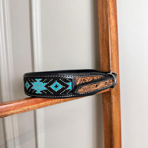 Nouveau collier de chien occidental personnalisé de haute qualité perlé usiné à la main fabriqué à la main rembourré 100% collier pour animaux de compagnie à fleurs en cuir véritable - Product Image 2