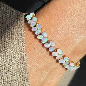 Oval Cut Ethiopian <b>Fire</b> Opal Stone Sterling Silver Gold Plated Luxury Charm Bracelet for Women Elegant Gemstone Jewelry Gift - Product Image 2