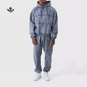 Ensemble de survêtement décontracté pour homme : sweat à capuche délavé et pantalon de jogging – Vente en gros - Product Image 1