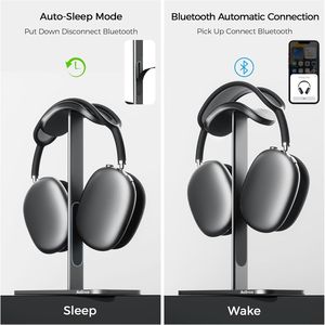 Supporto per Cuffie in Alluminio per Airpods Max con Modalità Sleep, Cuscinetto Protettivo Antiscivolo in Pelle, Accessorio Porta Cuffie - Product Image 2