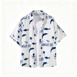 Men's Cotton Woven Hawaiian Print Short Sleeve for Shirt Loose Fit Turn-<b>Down</b> Collar Button Front Summer Casual Wear 5XL - Product Image 1