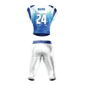 Uniformes de Fútbol Americano Deportivos con Sublimación en Degradado Vertical Azul Hielo y Blanco, con Bolsillos Integrados y Protección - Product Image 2