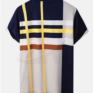 Camiseta de Manga Corta con Estampado Geométrico para Hombre, Cuello Redondo, Corte Regular Informal, Top de Poliéster con Estampado Digital - Product Image 2