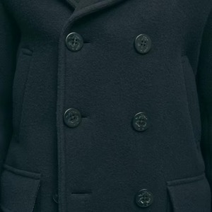 Abrigo de lana negro de doble botonadura para hombre, largo hasta la rodilla, con solapa - Product Image 4
