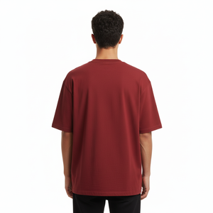 เสื้อยืดโอเวอร์ไซส์ทรงหลวมพิมพ์ลายคุณภาพสูงสำหรับผู้ชาย ผ้าคอตตอน 100% หนานุ่ม สไตล์สตรีทแวร์ สีพื้น - Product Image 3