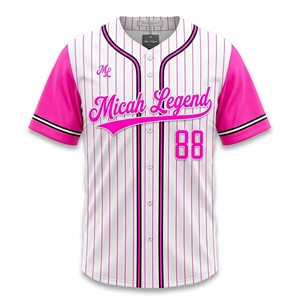 Maillots de baseball personnalisés pour femmes avec nom et numéro, en tissu Drifit, maille 100% polyester respirante, antibactérienne, motif 3D sur le devant, coupe courte - Product Image 3