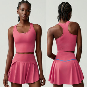 Custom Women Tennis Uniform Sleeveless Tank Top and Pleated Skirt Set Breathable Quick Dry Stretch Sportswear for Training - Product Image 2