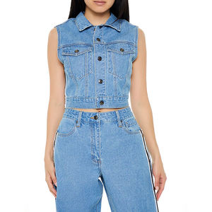 เสื้อแจ็คเก็ตแขนกุดผู้หญิงผ้าฝ้าย 100% ยืดได้ หลายกระเป๋า ลายวินเทอร์ดีไซน์แบบแอซิดวอช - Product Image 2