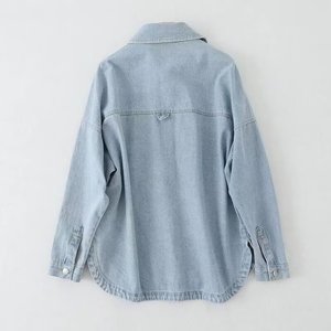 Camisa de Mezclilla Casual para Mujer, Blusa de Manga Larga con Botones, Ligera, Transpirable, de Secado Rápido, Estilo Urbano Moderno para Verano, Talla Grande - Product Image 2