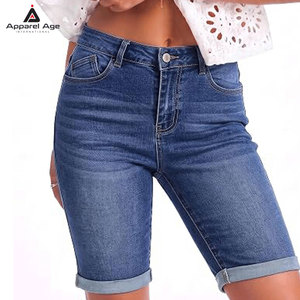 Shorts Bermuda de Mezclilla para Mujer, Color Sólido, con Bolsillos Laterales, Transpirables y Ligeros - Product Image 2