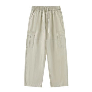 Pantalones Cargo para Hombre, Delgados, Multibolsillos, Corte Recto, Lavados, con Borde Crudo, Casuales, para las Cuatro Estaciones - Product Image 3